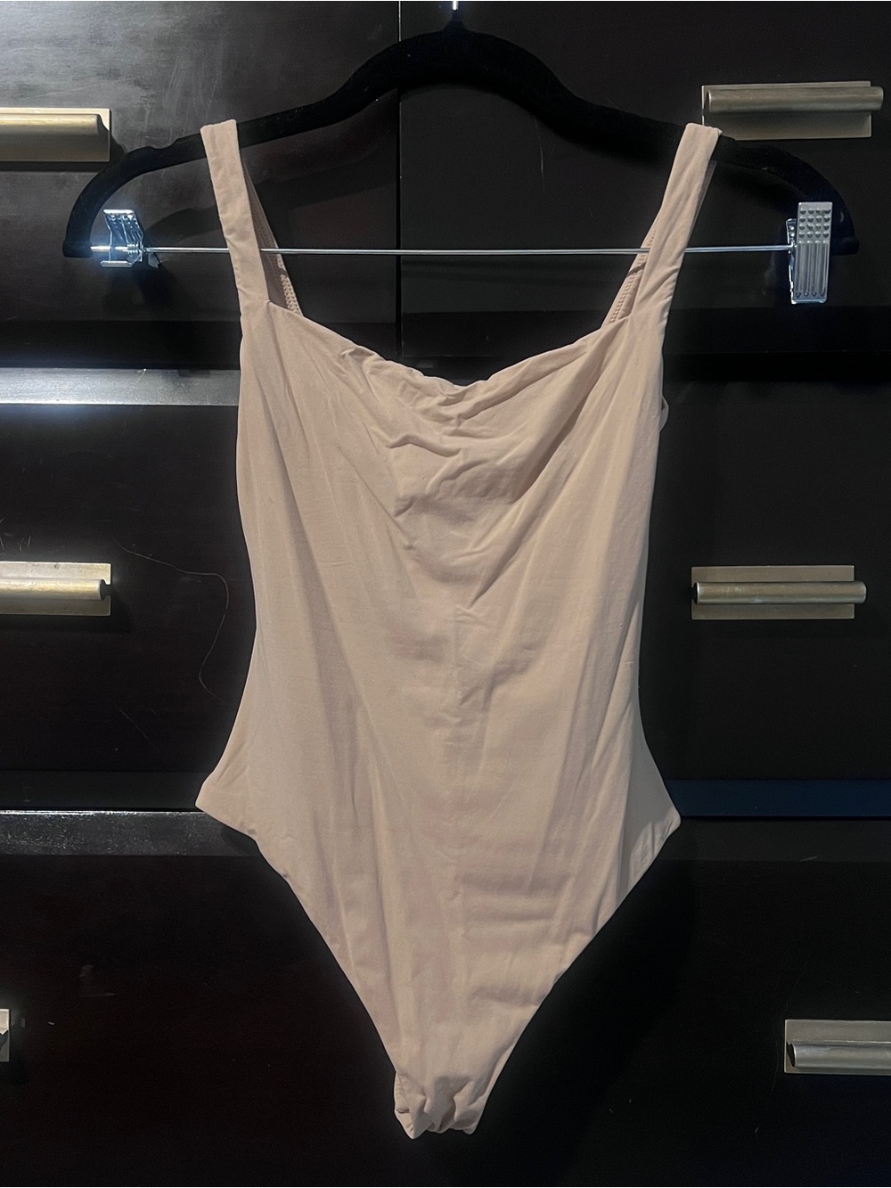 SKIMS Tan Square Neckline Bodysuit, size XS